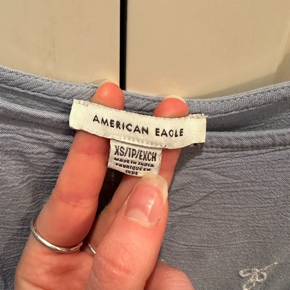 Charming American Eagle Embroidered Dress - Light Blue - Picture 3 of 6